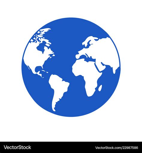 World icon blue globe with white continents Vector Image