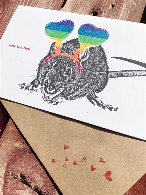 Rat Birthday Card, Valentine, Recycled Paper