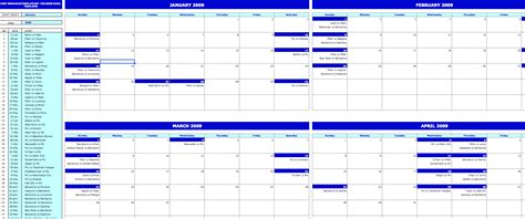 Monthly Event Calendar » The Spreadsheet Page