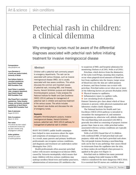 (PDF) Petechial rash in children: A clinical dilemma