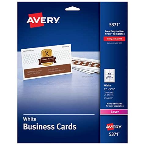 Avery Printable Business Cards, Laser Printers, 250 Cards, 2 x 3.5 (5371) - Walmart.com