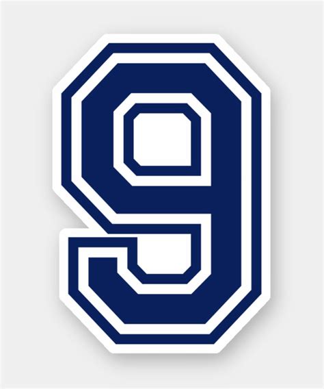 Custom color number nine 9 sports college font sticker | Zazzle ...