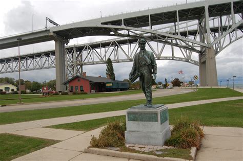 Michigan Roadside Attractions: Thomas Edison Statue at Grand Trunk Railroad Depot in Port Huron ...