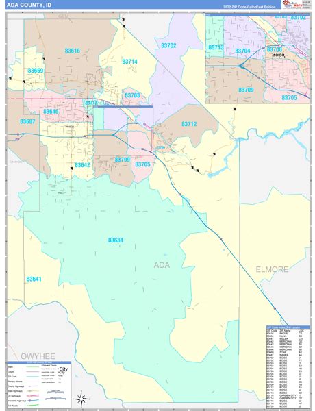 Ada County, ID Wall Map Color Cast Style by MarketMAPS - MapSales