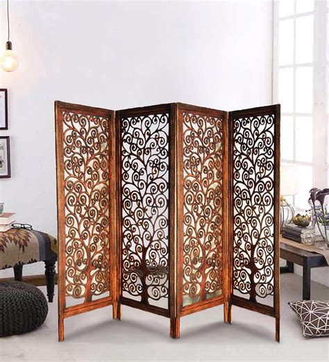 Buy Solid Wood Room Divider in Brown Colour by Wooden Twist Online ...