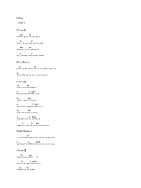 Flowers Guitar Chord | PDF | Song Structure | Singles