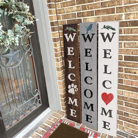 Buy Large Welcome Stencils for Painting on Wood Reusable - Vertical Welcome Sign for Front Door ...