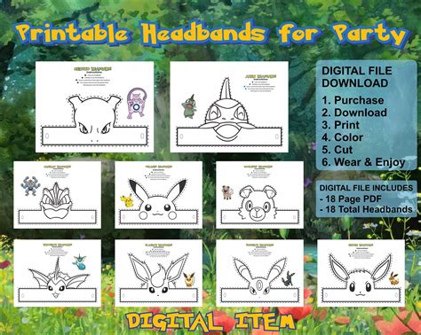 Headband Activities PDF / Party Game / Digital File / - Etsy in 2022 | Pokemon birthday party ...