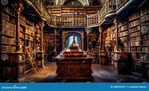 Interior of an old library stock image. Image of library - 288095431