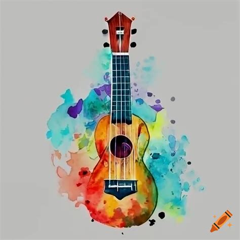 Watercolor painting of a ukulele on Craiyon