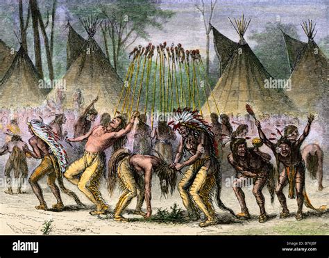 Native American war dance near the St Lawrence River during the Stock Photo, Royalty Free Image ...