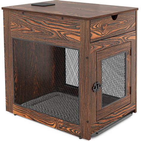 Buy Piskyet Wooden Dog Crate with Storage Drawer&Pad&Tray, Support ...