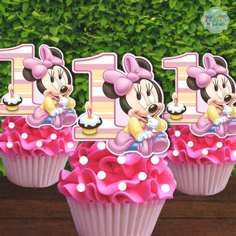 BABY MINNIE MOUSE Cupcake Toppers Minnie Mouse 1st Birthday | Etsy