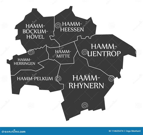 Hamm City Map Germany DE Labelled Black Illustration Stock Vector ...