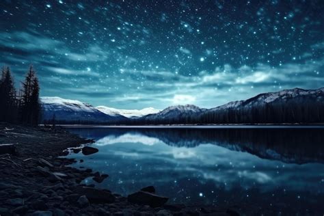 Premium AI Image | a mesmerizing reflection of the night sky on water