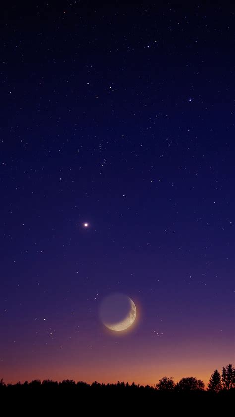 Night Sky Moon Scenery 4K #5330f Wallpaper PC Desktop