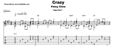 Patsy Cline - Crazy Guitar Lesson, Tab & Chords - JGB