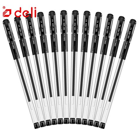 Deli 12pcs Gel Pen 0.7mm Black Ink Gel Pen For Writing Student Stationery Normal Gel Pens School ...