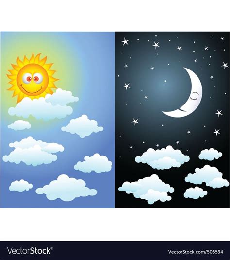 Day and night vector image on VectorStock | Earth day and night, Free ...