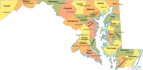 Md Map With Counties - Darla Emeline