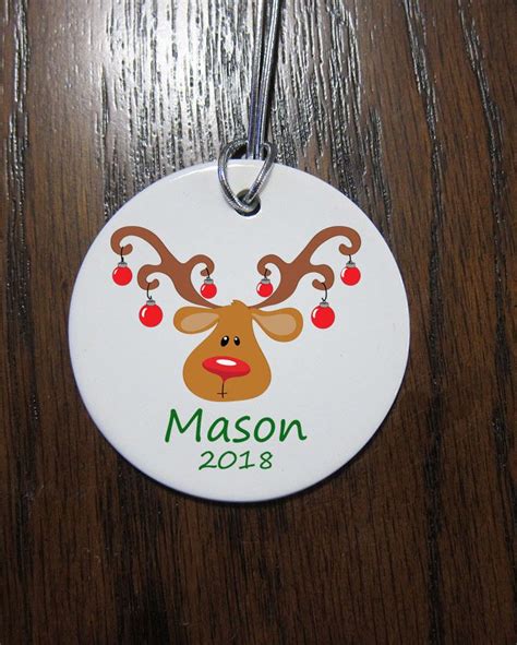 Personalized ceramic Childs Christmas Deer Ornament custom 2018 Wedding Christmas Ornaments ...