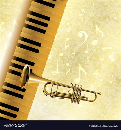 Musical background piano keys and trumpet jazz Vector Image