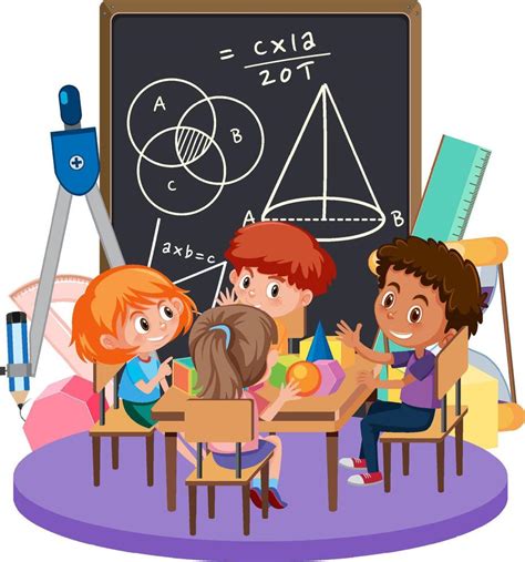 Children learning math with math symbol and tools 3489583 Vector Art at ...