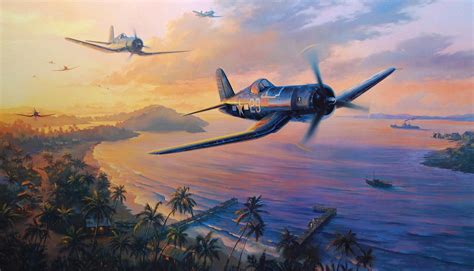 HD wallpaper f4u corsair dogfight ww2 war painting drawing art aviation ...