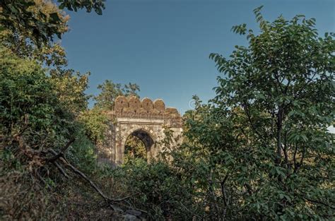 Gate of Pavagadh Fort Pavagadh Archaeological Park Stock Image - Image ...