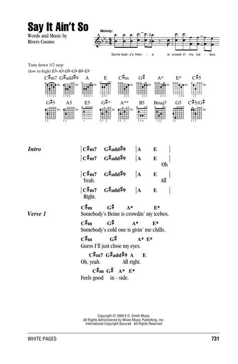 Say It Ain't So by Weezer - Guitar Chords/Lyrics - Guitar Instructor