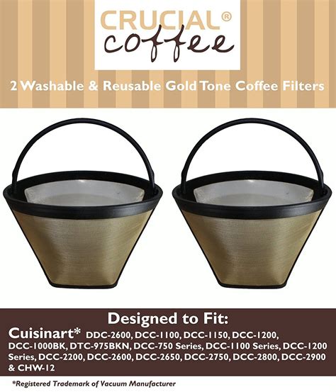 2 Cuisinart Washable and Reusable GTF Gold Tone Coffee Filters ...