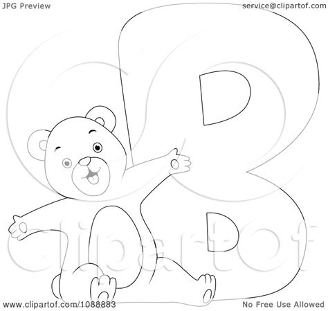 Clipart Outlined B Is For Bear Coloring Page - Royalty Free Vector Illustration by BNP Design ...