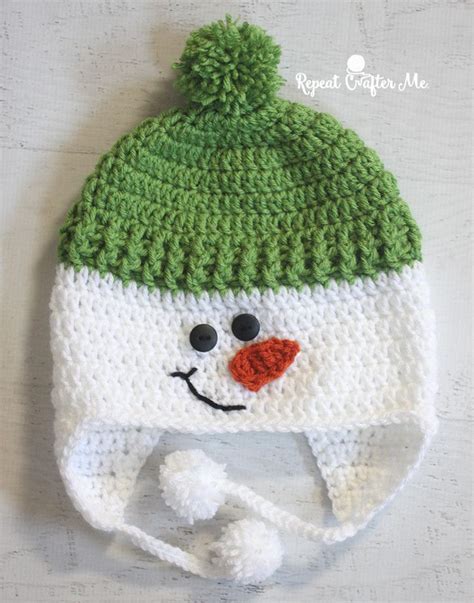 Crochet Snowman Hat - Repeat Crafter Me | Crochet hat pattern, Crochet ...