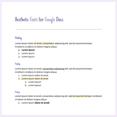 Aesthetic Fonts on Google Docs