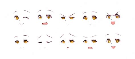 Premium Vector | Anime manga girl expressions eyes set