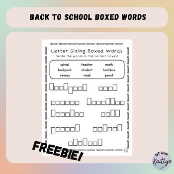 Back to School Boxed Words *FREEBIE* by Occupational Therapy with Kaitlyn