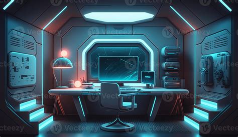 Spaceship room interior design illustration,Spaceship Control Room wallpaper , 22827007 Stock ...