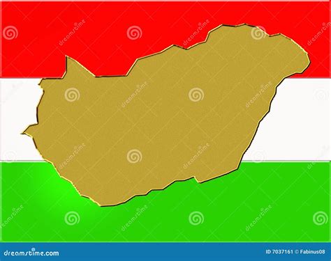 Hungarian map on flag stock illustration. Illustration of golden - 7037161