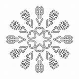 Coloring Book Page Doodle Heart And Arrows Hand Drawn Mandala Stock  sketch template