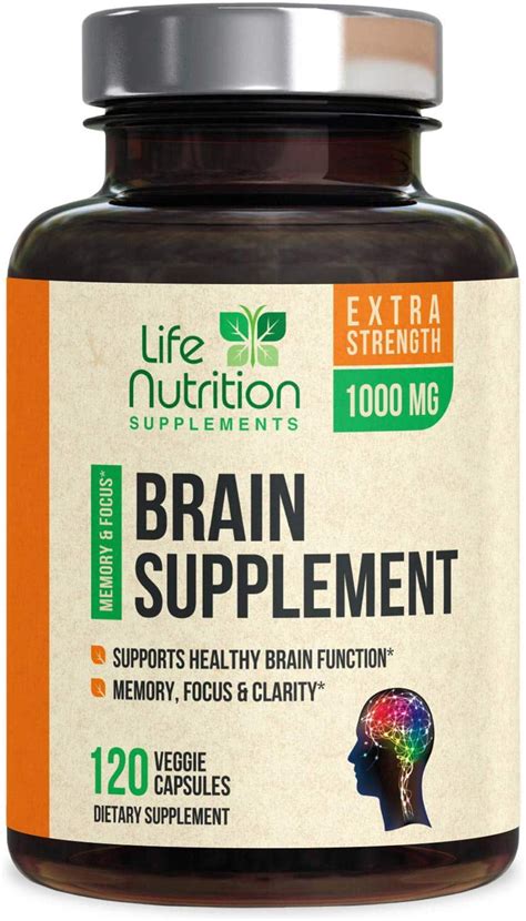 Life Nutrition Brain Supplements Natural Nootropic Booster w DMAE ...