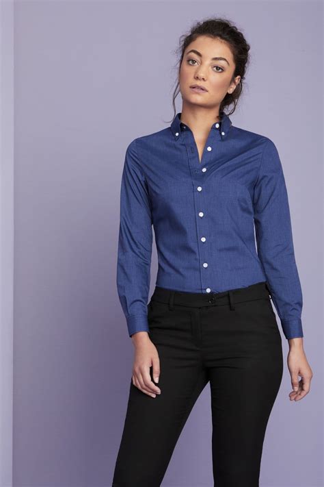 Women's Denim-Look Shirt, Dark Blue | Simon Jersey