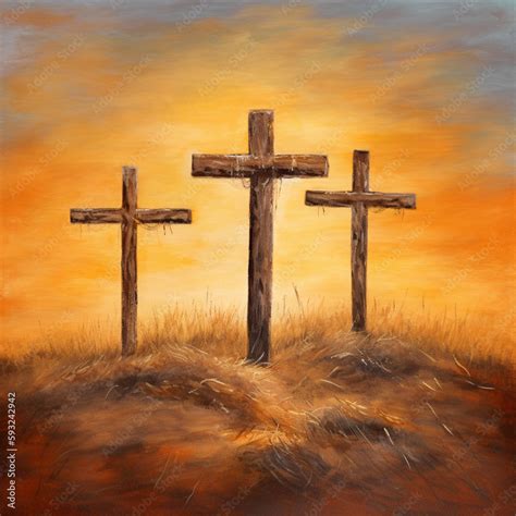 Jesus Christ On The Cross Oil Painting Stock Illustration | Adobe Stock