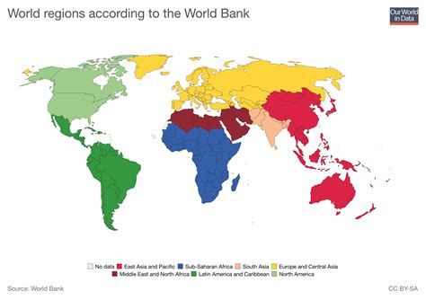 World regions according to the World Bank : r/MapPorn