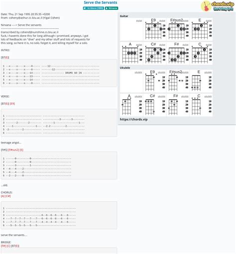 Chord: Serve the Servants - tab, song lyric, sheet, guitar, ukulele ...