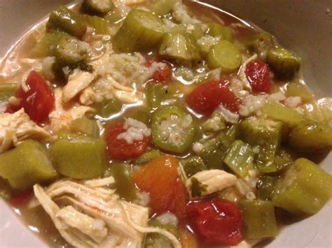 CHICKEN GUMBO SOUP * Rice * frozen Okra * green pepper * tomato ...