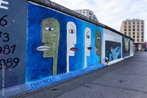 1.3 km long part of the Berlin Wall (Berliner Mauer), destroyed in 1989 ...