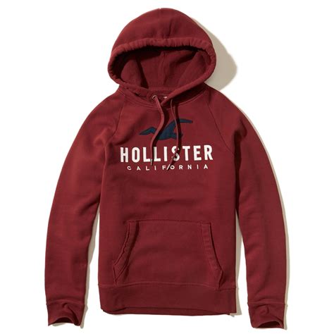 Hollister Logo Graphic Hoodie in Red for Men | Lyst