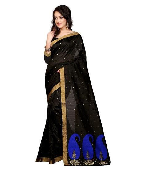 Bhagvati Fashion Black Cotton Saree - Buy Bhagvati Fashion Black Cotton Saree Online at Low ...