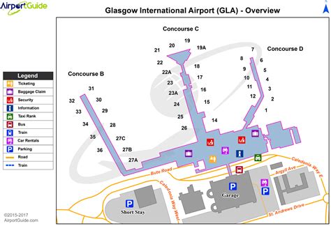 Glasgow - Glasgow International (GLA) Airport Terminal Map - Overview | Airport car rental ...