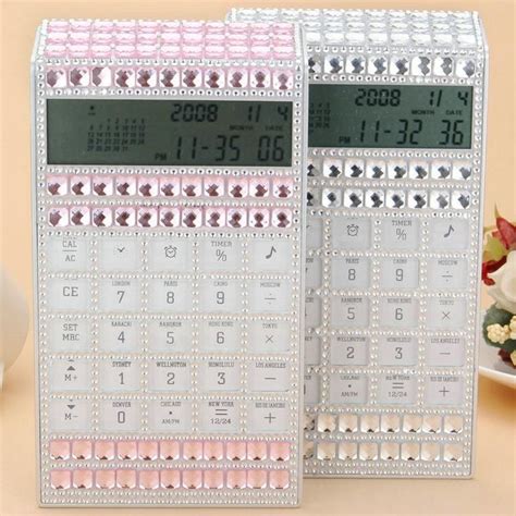 [Visit to Buy] 2017 Creative Fashion Portable Diamond Calculator with Calendar Crystal Button ...